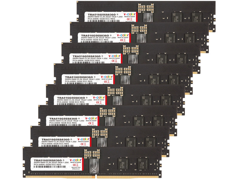 V-Color OC R-DIMM WRX90 Workstation Memory (ECC RDIMM DDR5-5600 16GB×8)