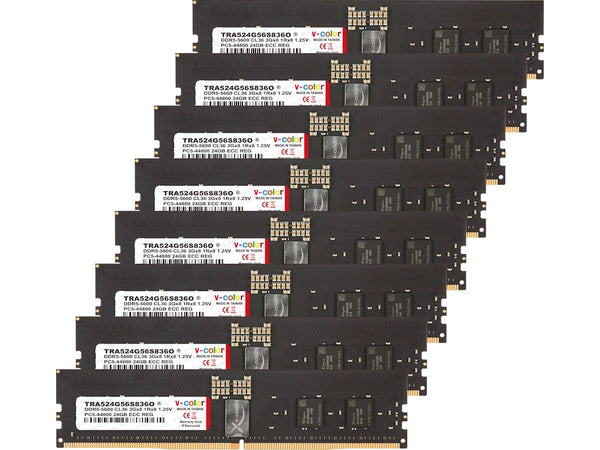 V-Color OC R-DIMM WRX90 Workstation Memory (ECC RDIMM DDR5-5600 24GB×8)