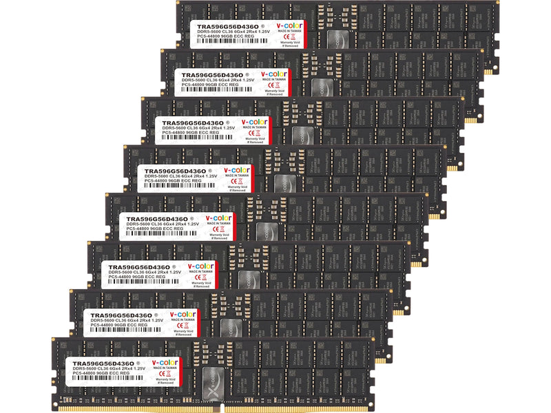 V-Color OC R-DIMM WRX90 Workstation Memory (ECC RDIMM DDR5-5600 96GB×8)