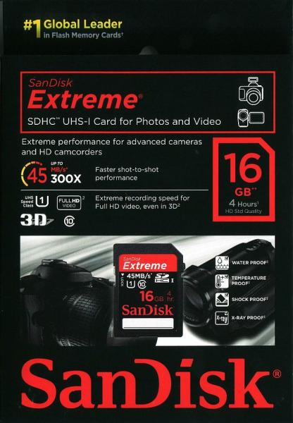 Sandisk  SDSDX-016G-X46(45MB/s) SDHC　16GB　class10